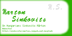 marton sinkovits business card